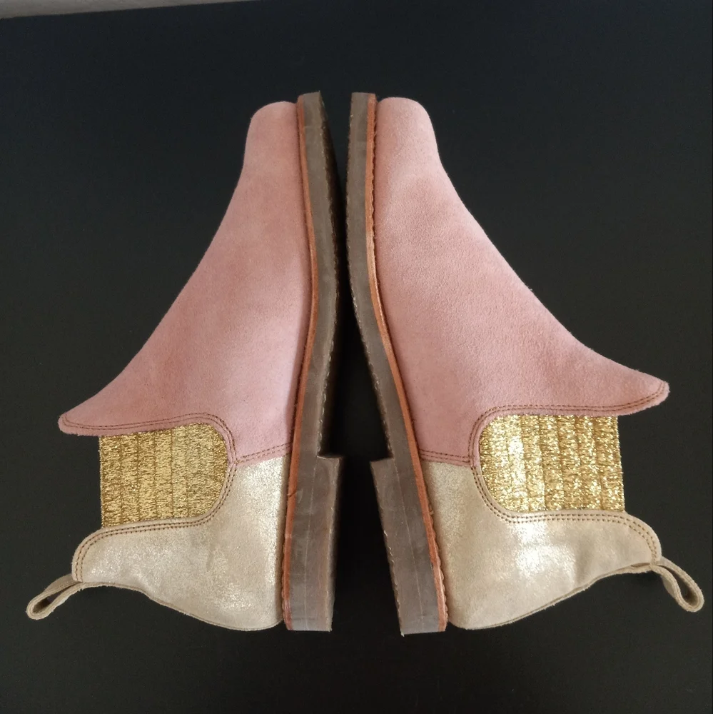 Penelope Chilvers Patchwork Safari Chelsea Boots Pink Gold 40EU